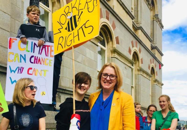 Alice-Mary with Lucille and other Fridays for Future campaigners in Dun Laoghaire.