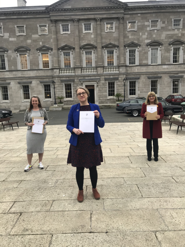 Senator Alice-Mary Higgins, Senator Lynn Ruane and Senator Frances Black launching Senator Higgins' Quality in Public Procurement Legislation